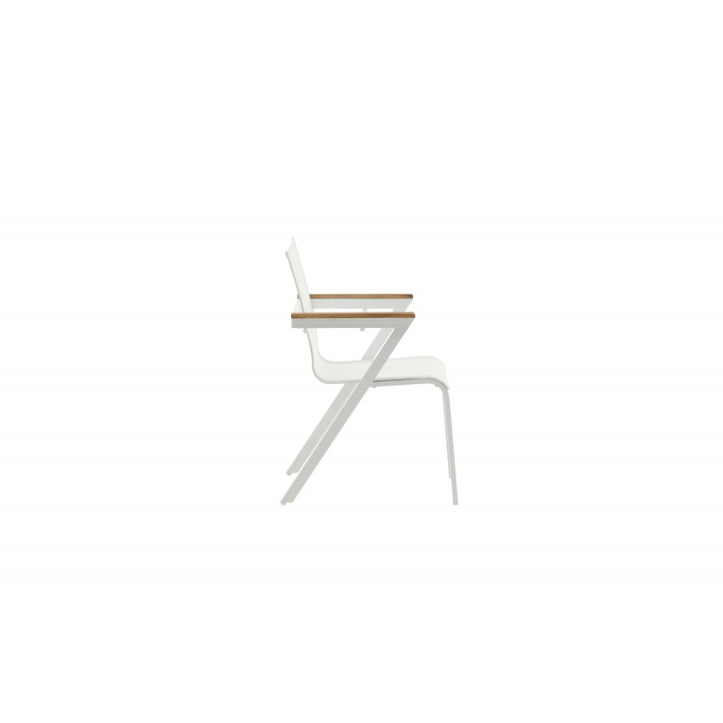 VENTURE DESIGN Mexico havestol, m. armlæn - natur teak, hvid textilene og aluminium