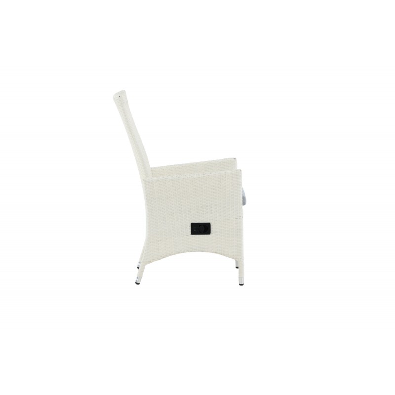 VENTURE DESIGN Padova recliner havestol, m. armlæn og hynde - grå polyester og hvid polyrattan