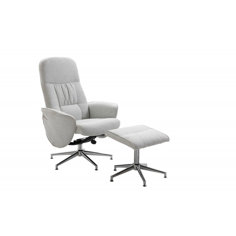 Rolf Lænestol med Tilbagelæning  - Krom og Gråbeige billede