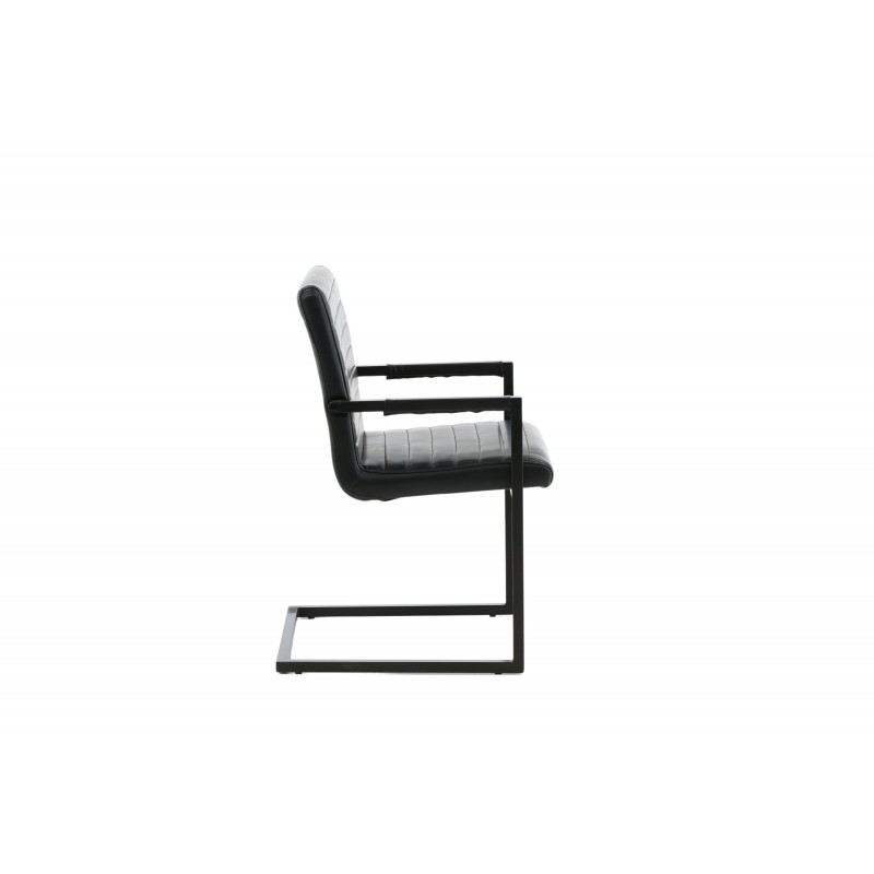 VENTURE DESIGN Art spisebordsstol, m. armlæn - sort PU og metal