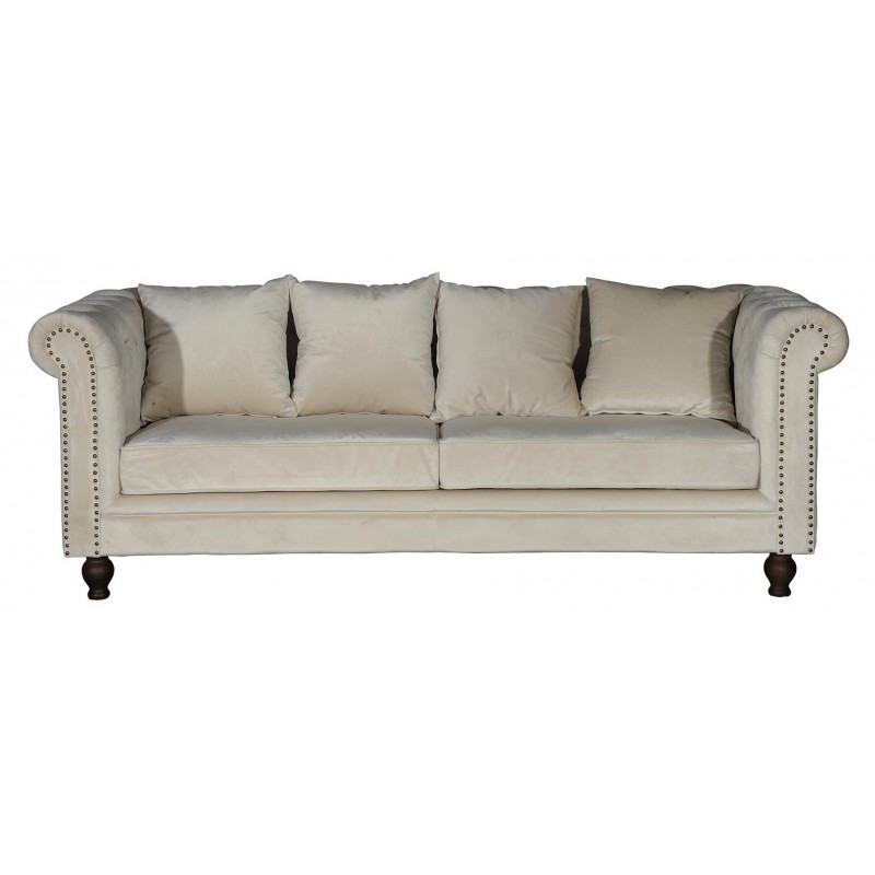 Velvet 3 personers Sofa  - Beige Velour billede