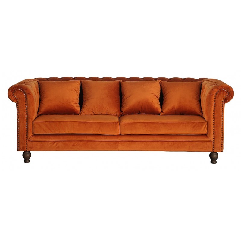 Velvet 3 personers Sofa  - Natur og Rusty Cognac