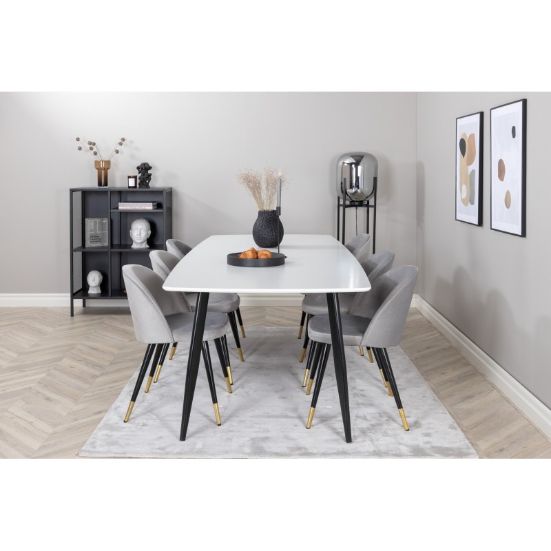 Spisebordssæt Polar spisebord 240 x 100 med 6 x Spisebordsstole i velour