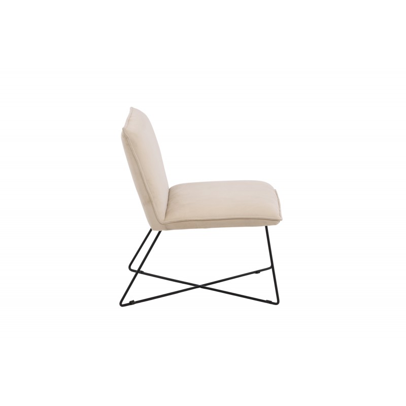 VENTURE DESIGN X-lounge stol - beige fløjl og sort stål