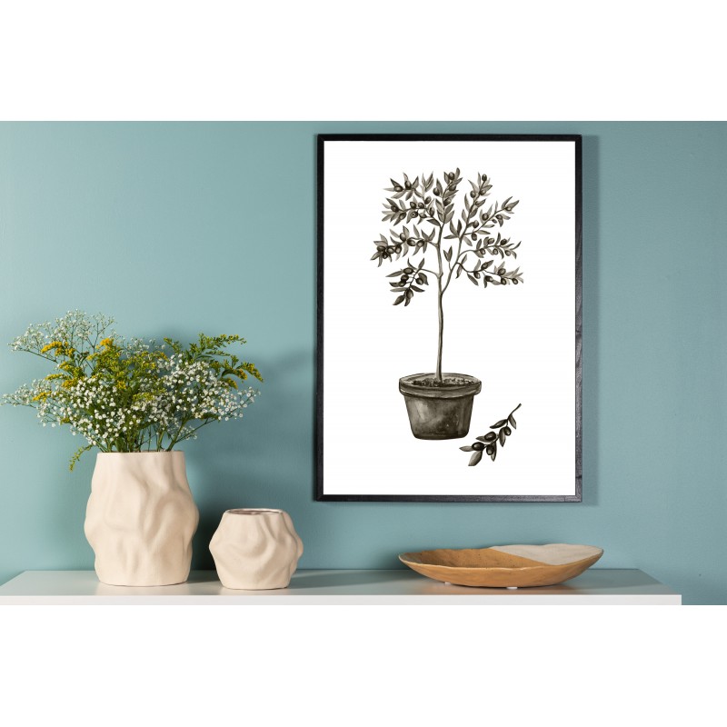 Olive Plakat  - Grøn og Hvid