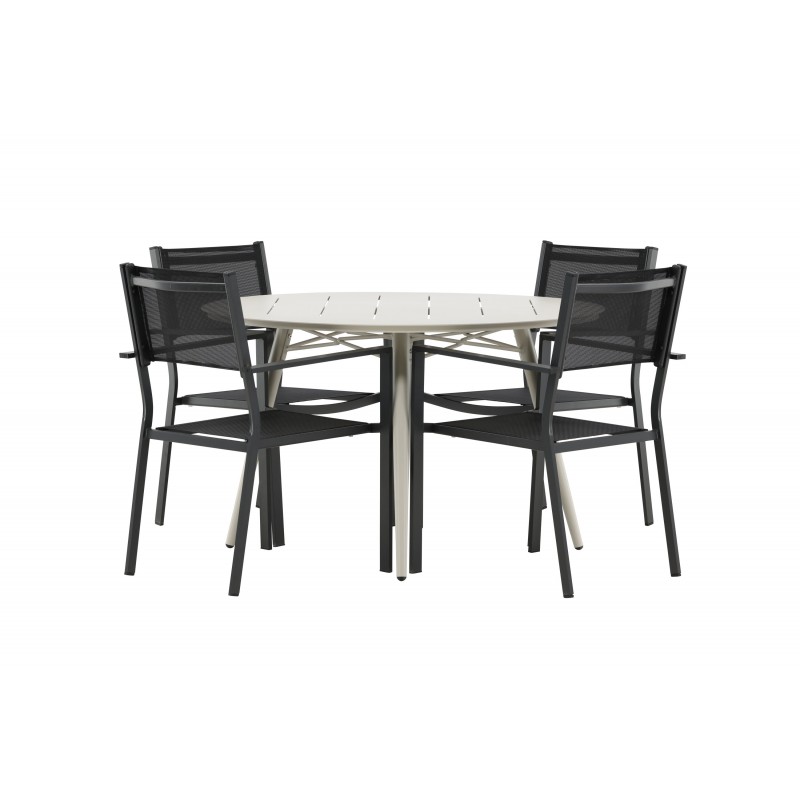 Lina Rund Loungesæt - Havemøbelsæt - Beige,Sort