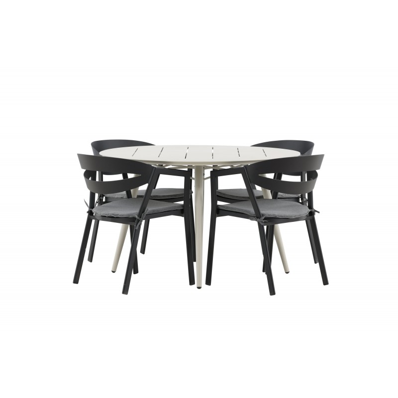 Lina Rundt Loungesæt - Havemøbelsæt - Beige,Sort