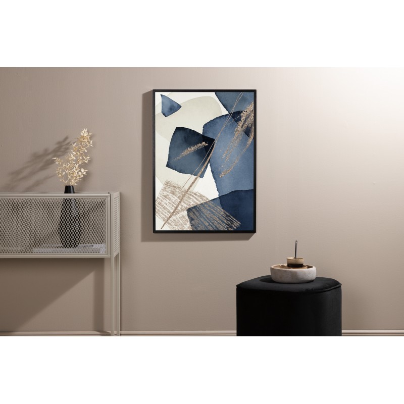 Blåt Hvirvel Plakat  - Beige