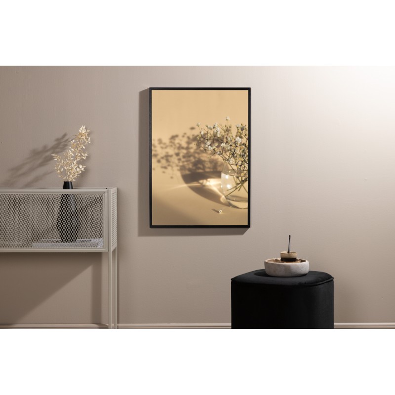 Hvide Blomster Plakat  - Beige