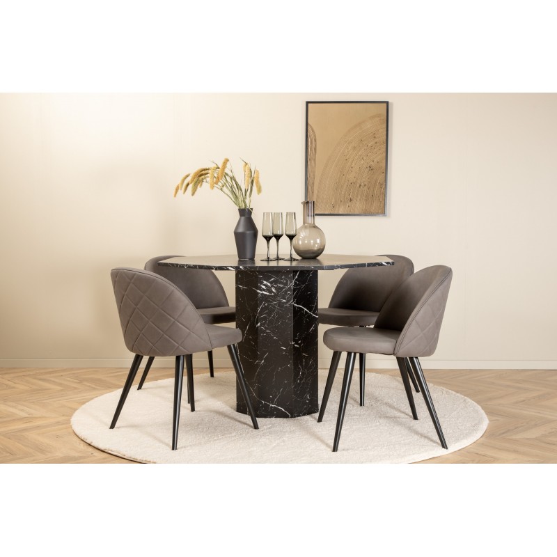 Marbs Rundt Spisebordssæt  - Sort og Grå