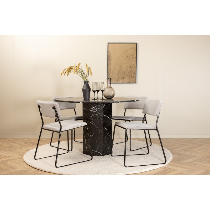 Marbs Rundt Spisebordssæt  - Sort og Lysegrå