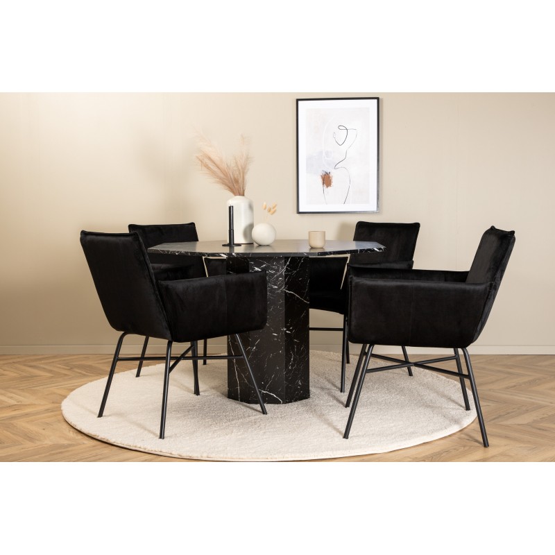 Marbs Rundt Spisebordssæt  - Sort