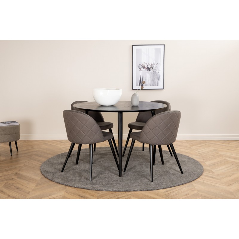 Dipp Rundt Spisebordssæt  - Sort og Grå