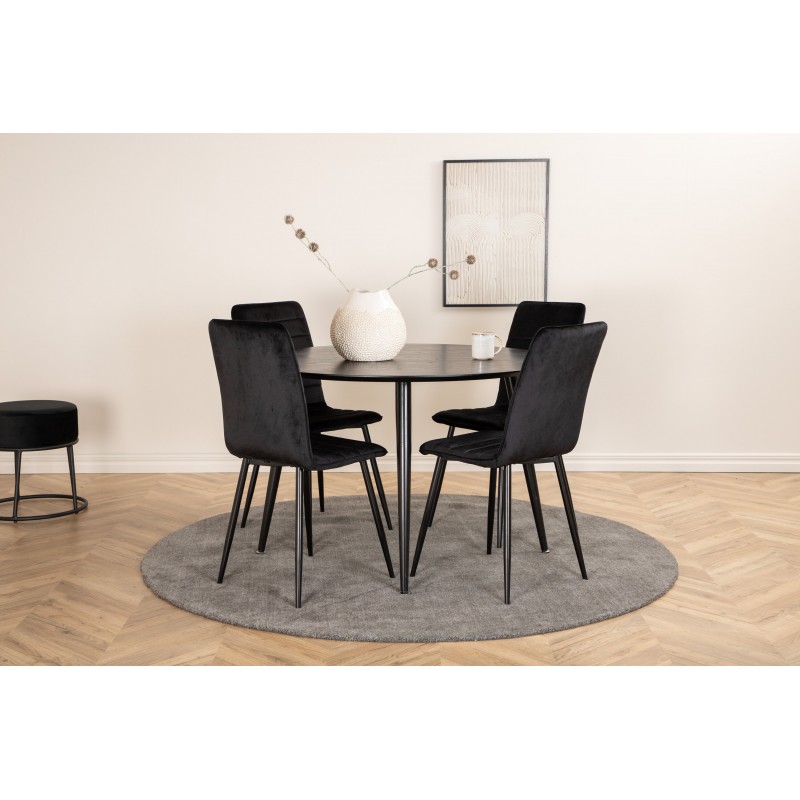 Dipp Rundt Spisebordssæt  - Sort