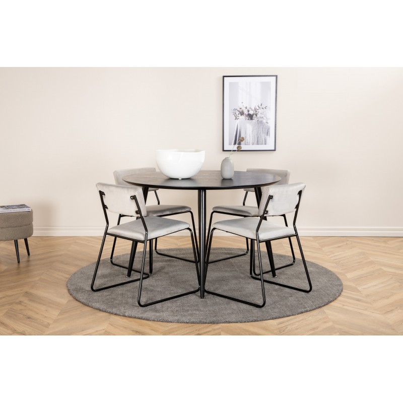 Dipp Rundt Spisebordssæt  - Sort og Lysegrå