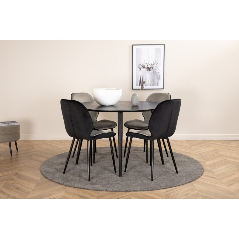 Dipp Rundt Spisebordssæt - Sort og Lysegrå