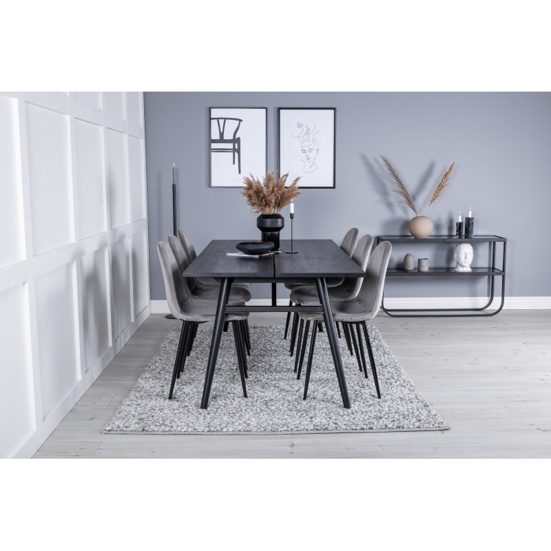 Slank t Spisebordssæt  - Sort og Grå