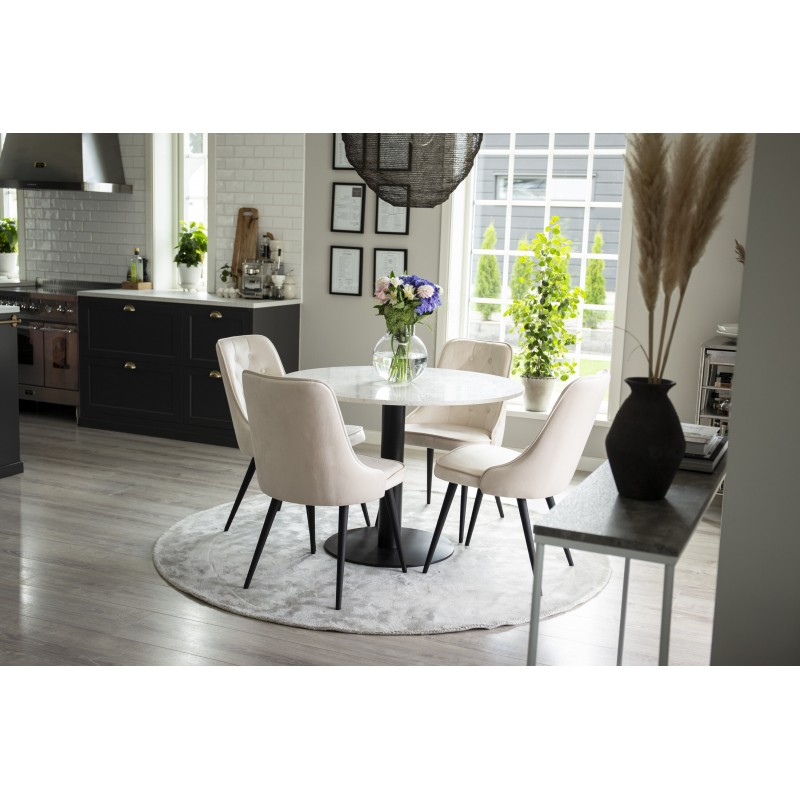 Razzia Rundt Spisebordssæt  - Beige, Sort og Hvid
