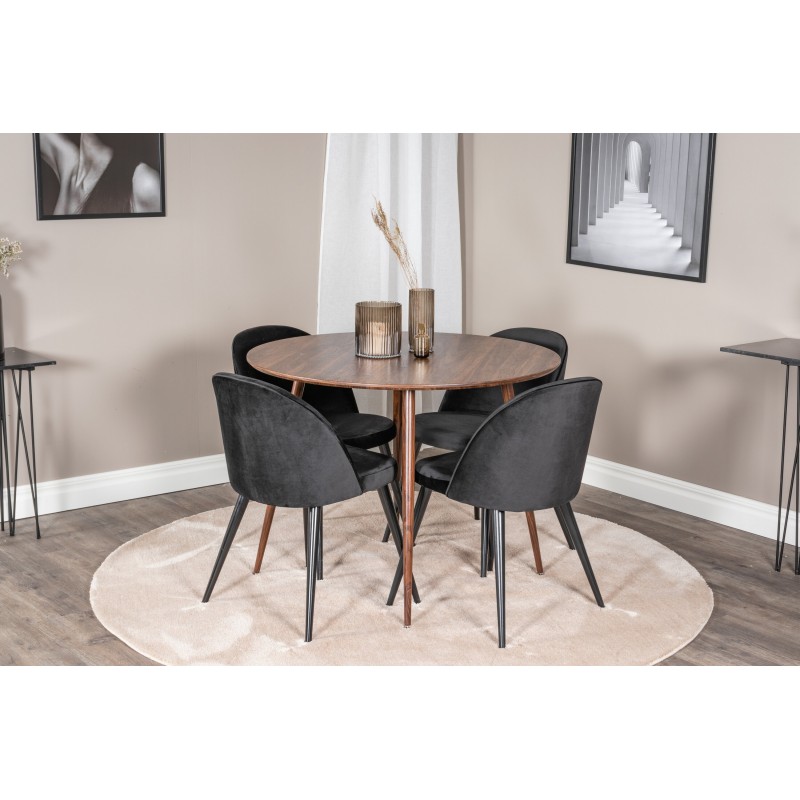 Plaza Rundt Spisebordssæt  - Sort og Natur