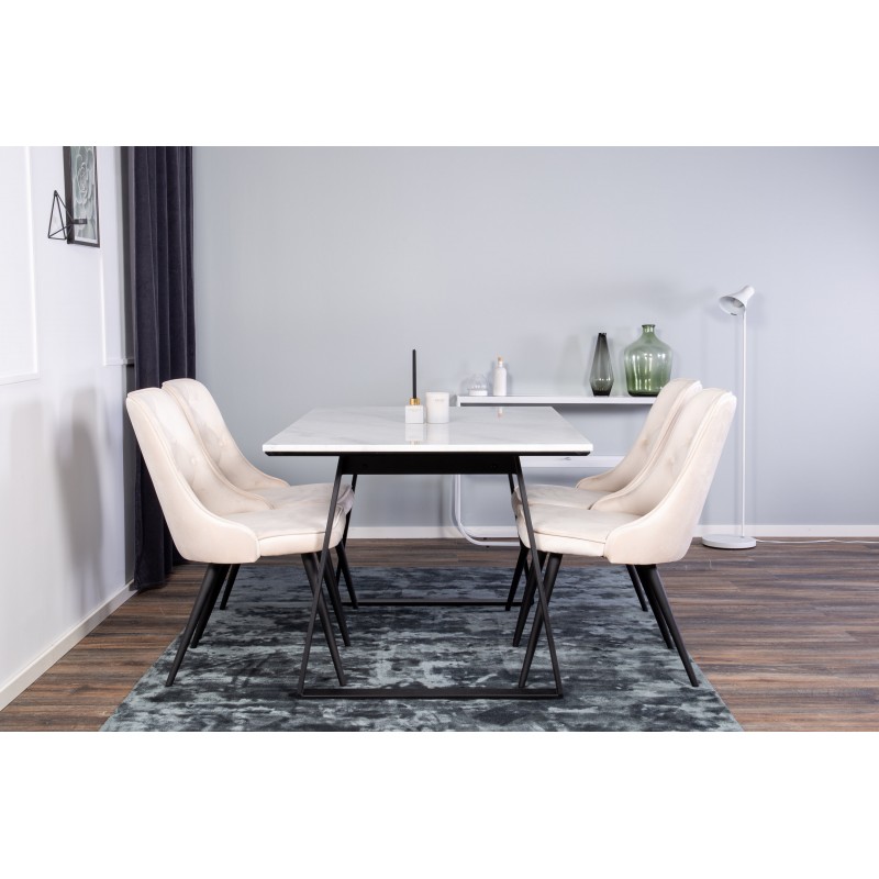 Estelle t Spisebordssæt - Beige, Sort og Hvid