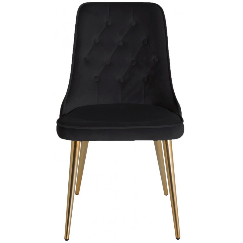 Velvet Deluxe Spisestuestol - Sort og Messing billede