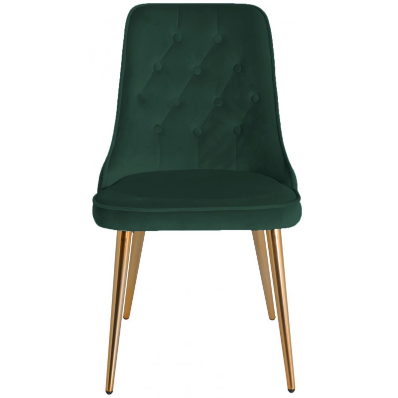 Velvet Deluxe Spisebordsstol - Messing og Grøn velour billede