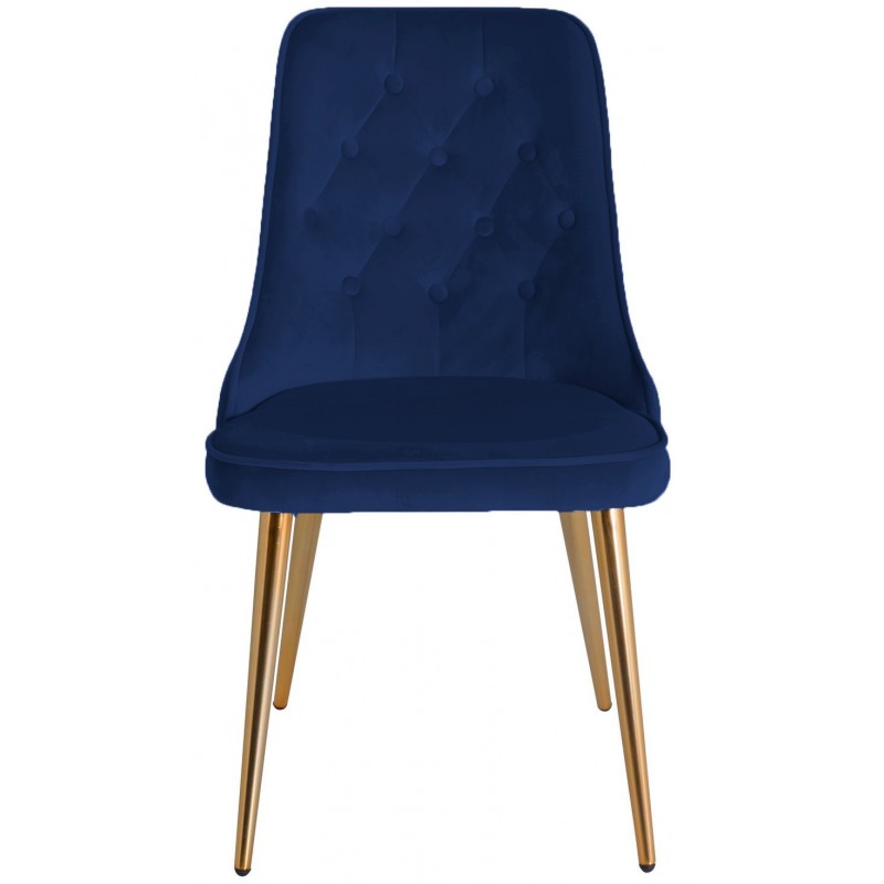 VENTURE DESIGN Velvet Deluxe spisebordsstol - blå velour og metal