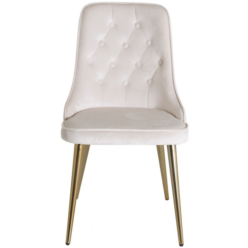 Velvet Deluxe Spisebordsstol  - Beige og Messing billede
