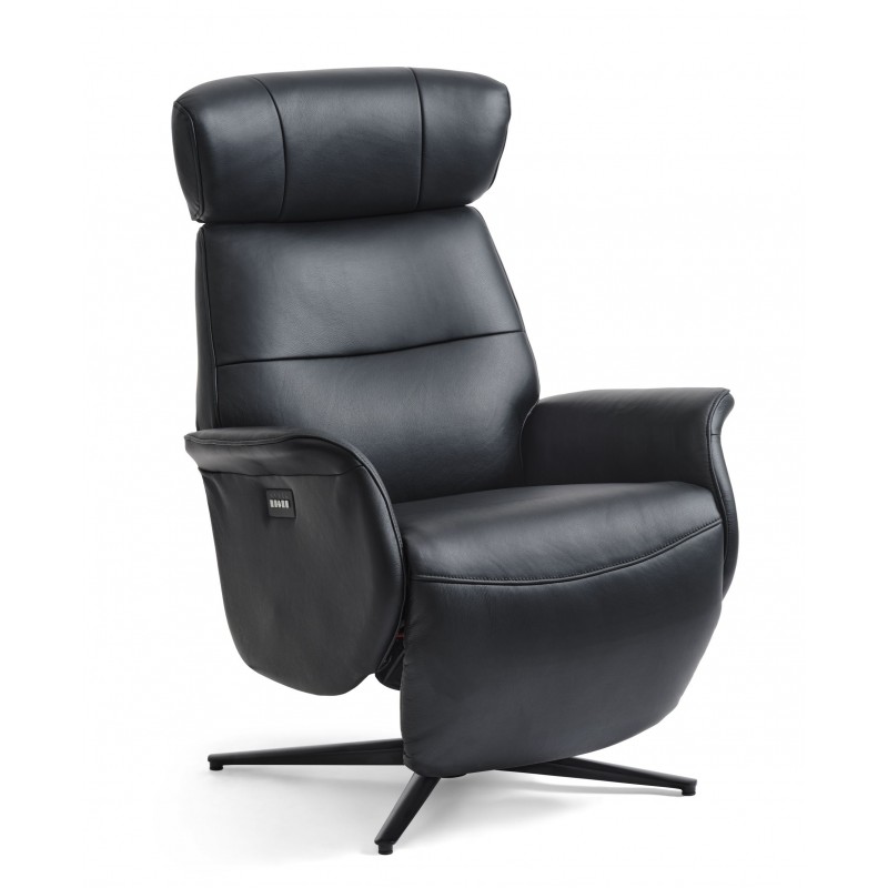 Torsten Recliner lænestol med 2 motor - Sort semianiline læder