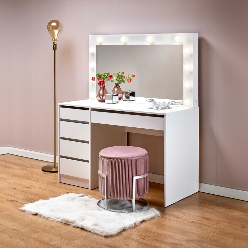 Hollywood XL Sminkebord med spejl - Hvid