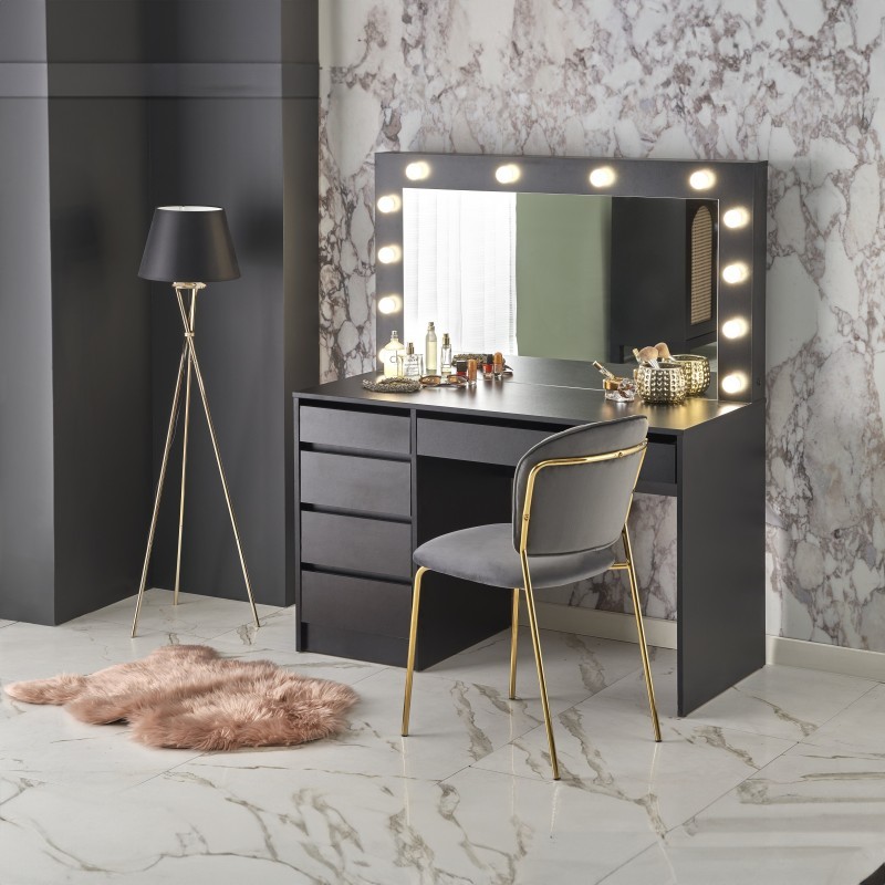 Hollywood XL Sminkebord med spejl - sort