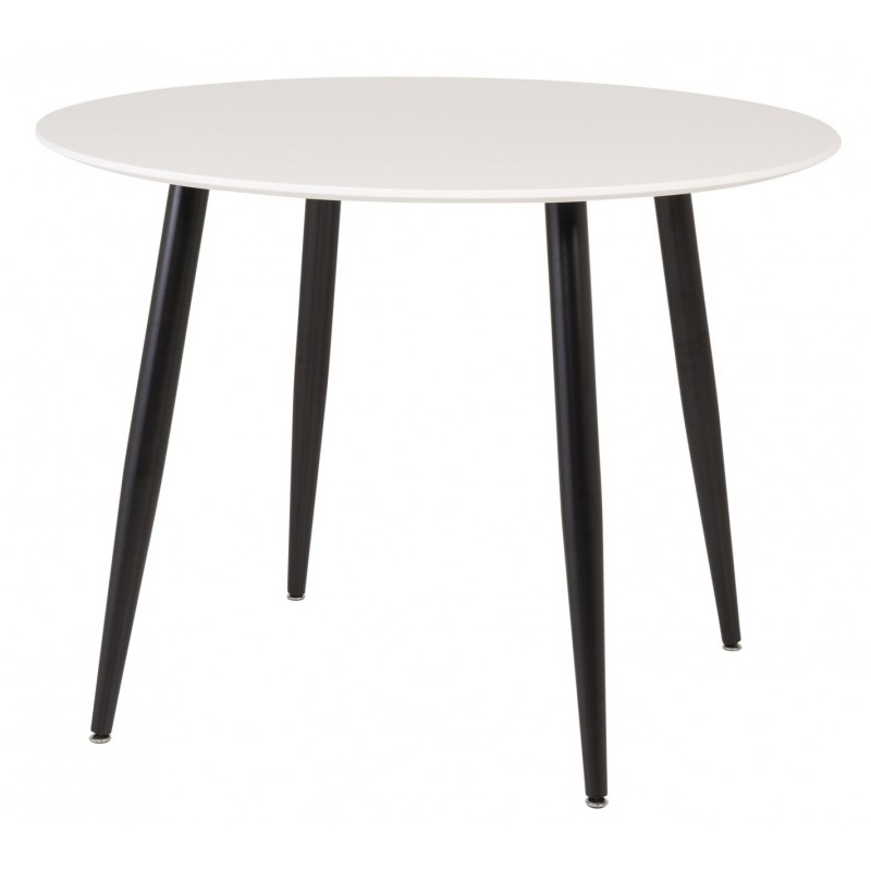 VENTURE DESIGN Plaza spisebord, rund - hvid MDF og sort stål (Ø100)