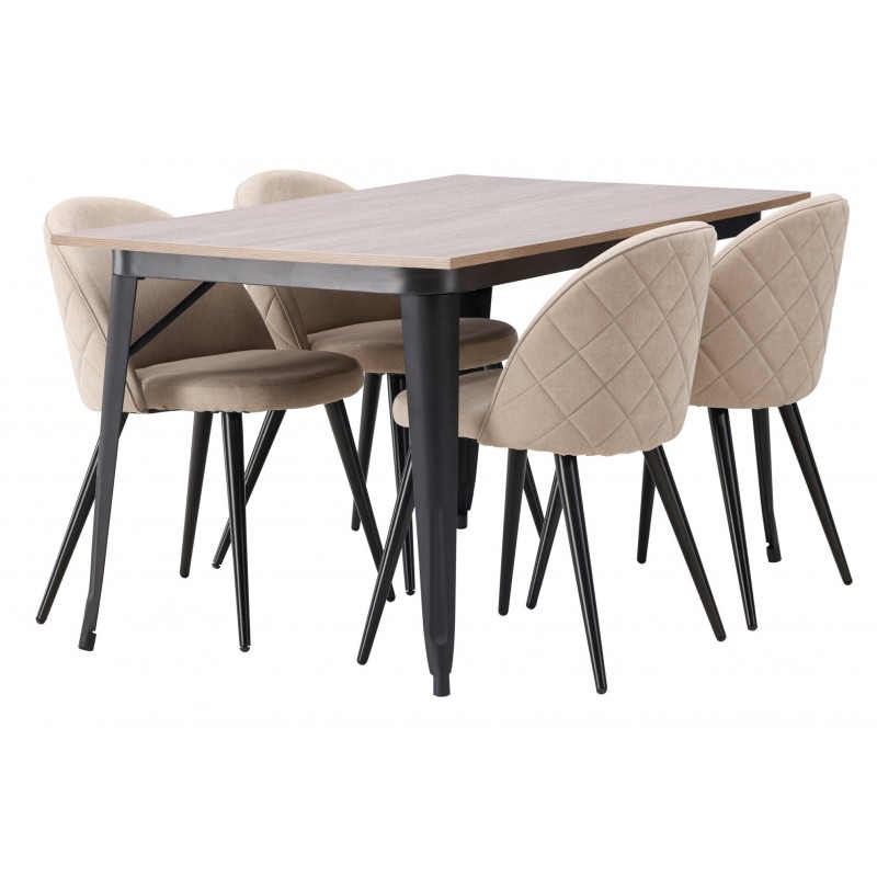 Tempe  Spisebordssæt  - Beige og Valnød