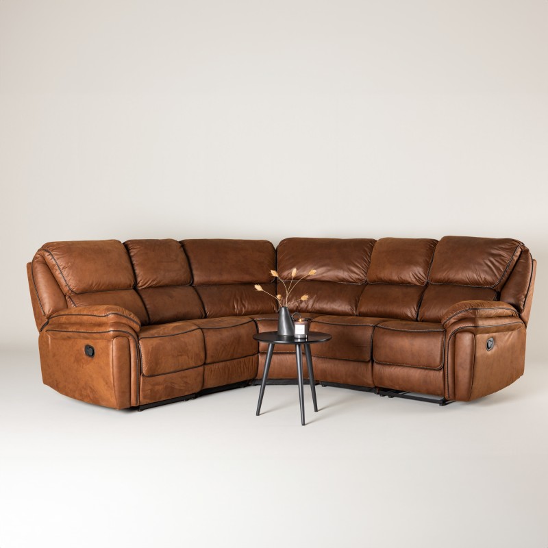 Christopher Recliner hjørnesofa - Brun Ruskindsblød mikrofiber billede