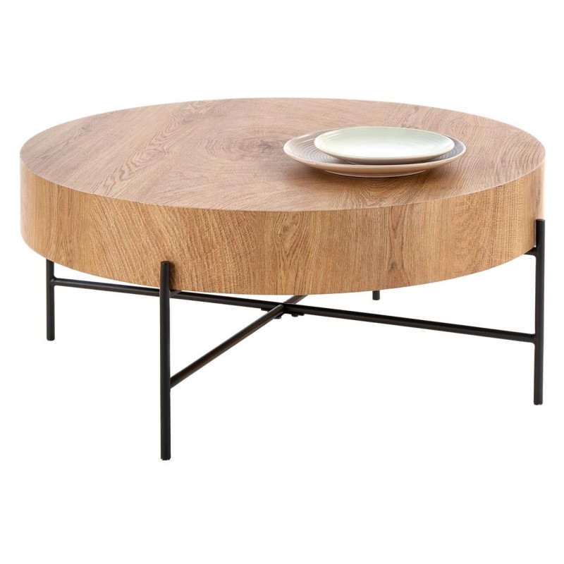 BROKLYN Rund sofabord Ø80 cm Natur eg / Sort