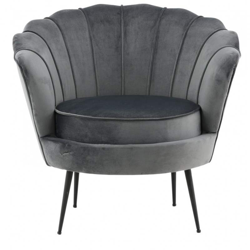 VENTURE DESIGN Calais lænestol - mørkegrå fløjl og sort stål