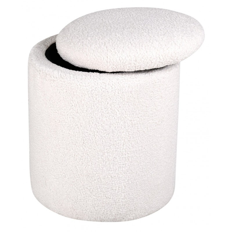 VENTURE DESIGN Limpen puf, m. opbevaring, cylinder - hvid bamsestof polyester (Ø32)