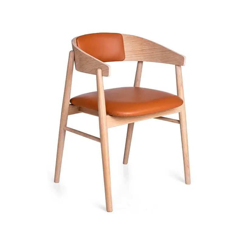 Maxwood spisebordsstol - eg Hvidolie - Cognac læder