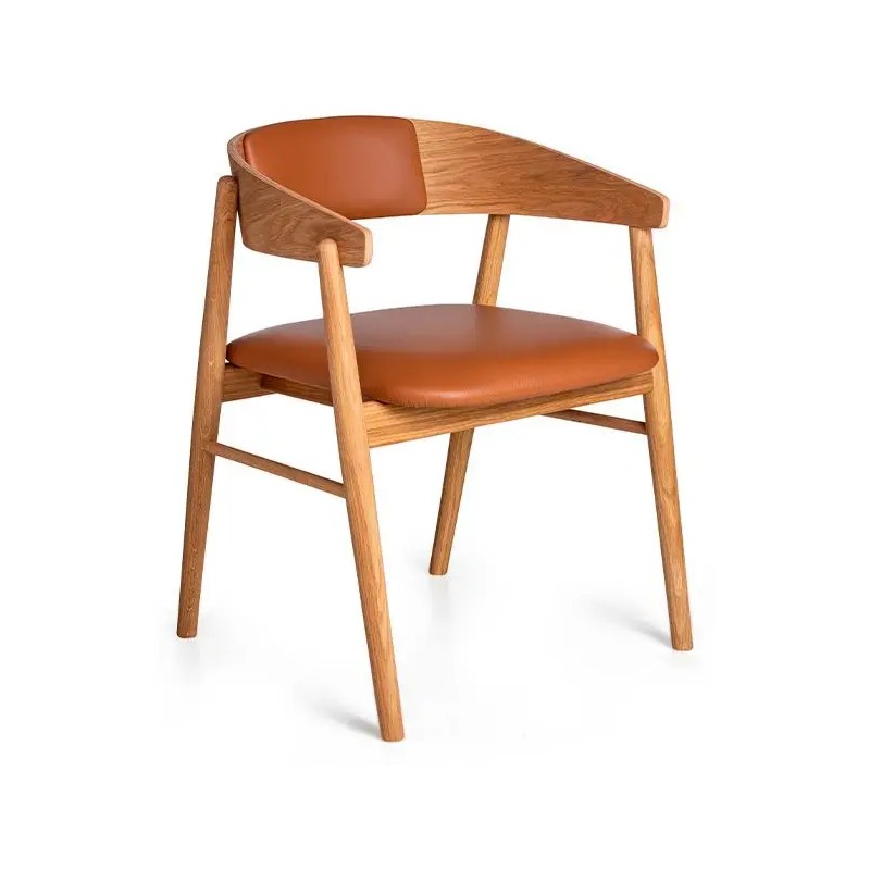 Maxwood spisebordsstol - eg/naturolie - Cognac læder