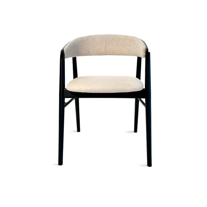 Maxwood spisebordsstol - sortbejdset eg - Never stof hvid