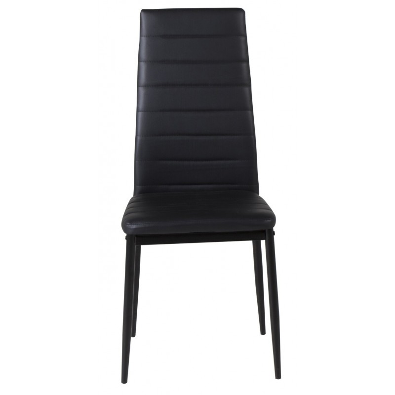 VENTURE DESIGN Slim High Back spisebordsstol - sort PU og sort metal