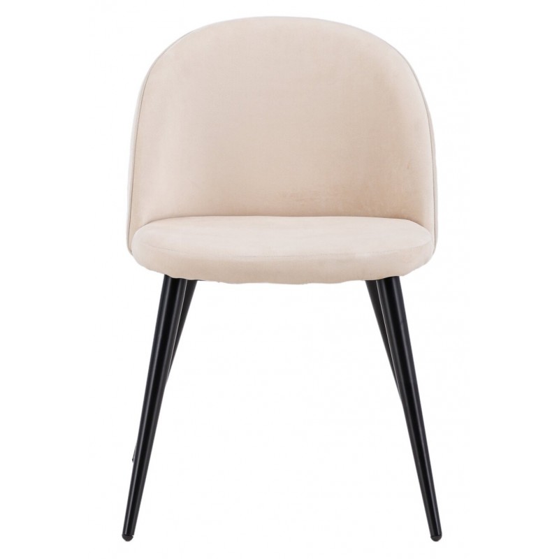 VENTURE DESIGN Velvet Stitches spisebordsstol - beige fløjl/polyesterhør og sort stål