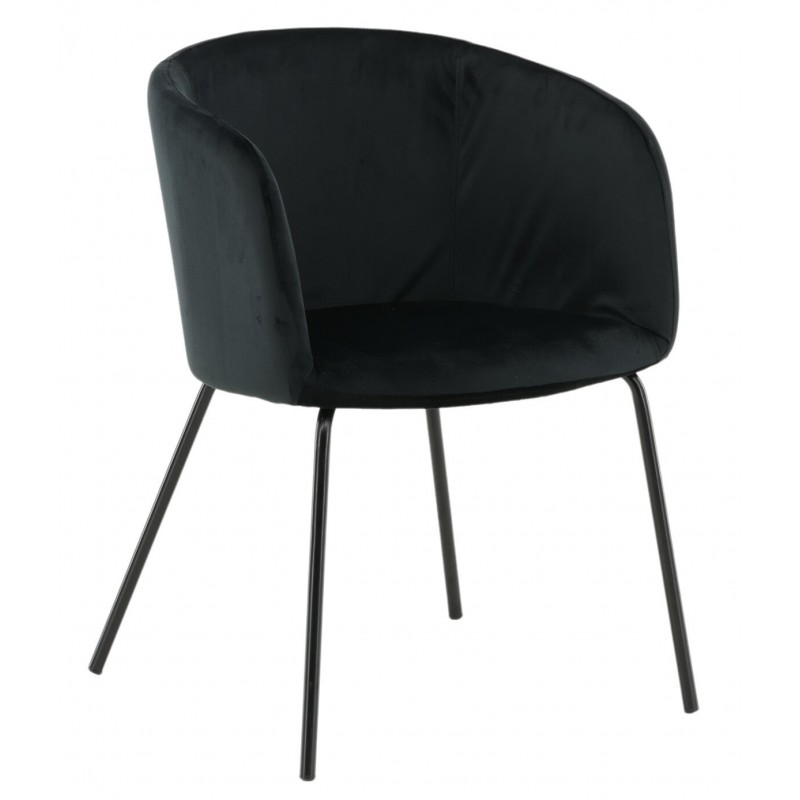 VENTURE DESIGN Berit spisebordsstol, m. armlæn - sort fløjl og sort stål