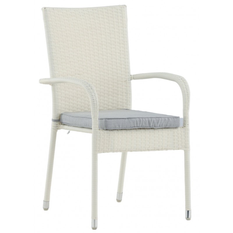 VENTURE DESIGN Anna havestol m. armlæn - hvid rattan og stål