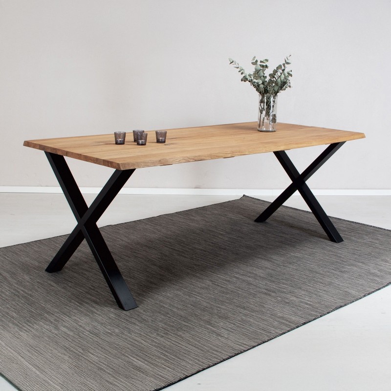 CURVE Spisebord Olieret eg 200x95cm med bølget kant