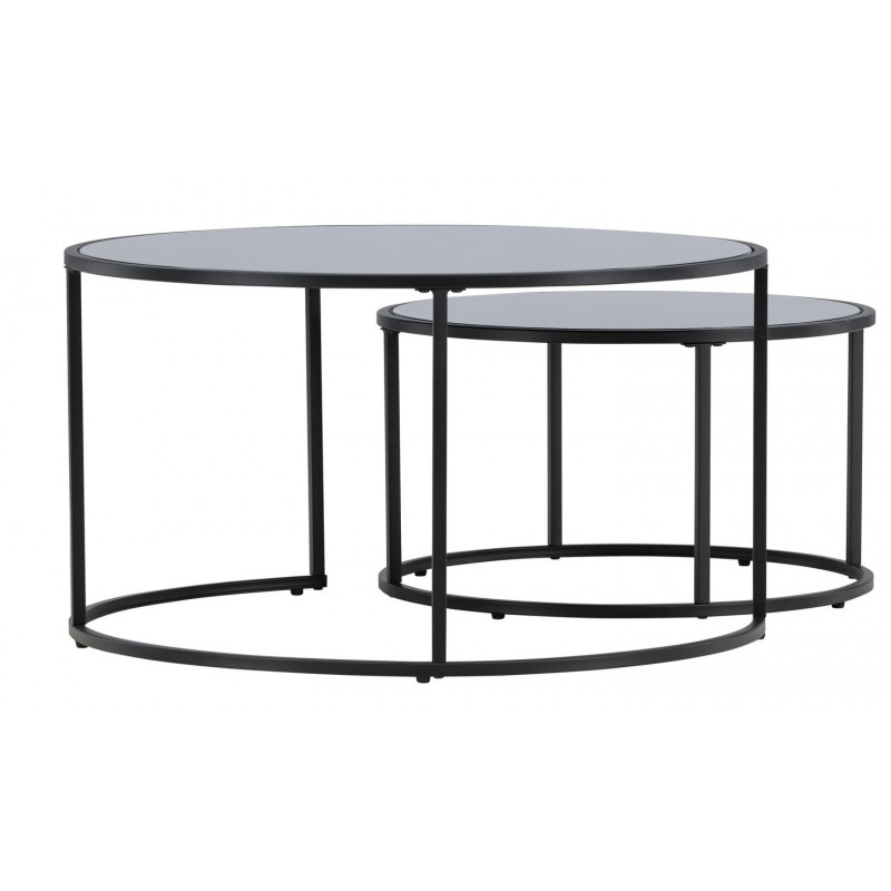 Twin sofabord sæt med 2 sort