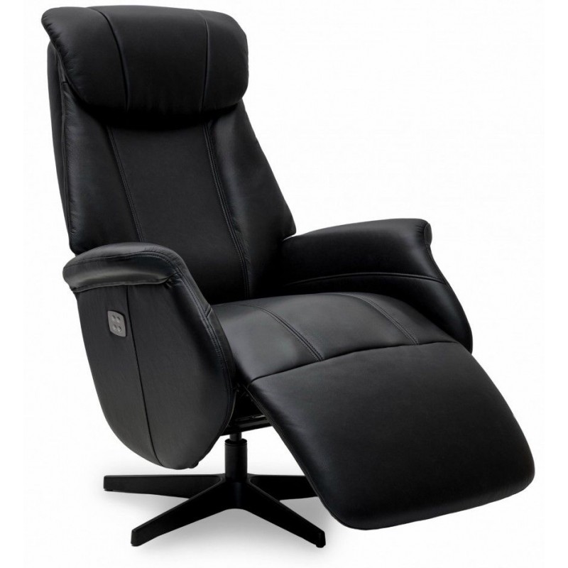 Bonanza Lænestol i cognac læder med indbygget skammel