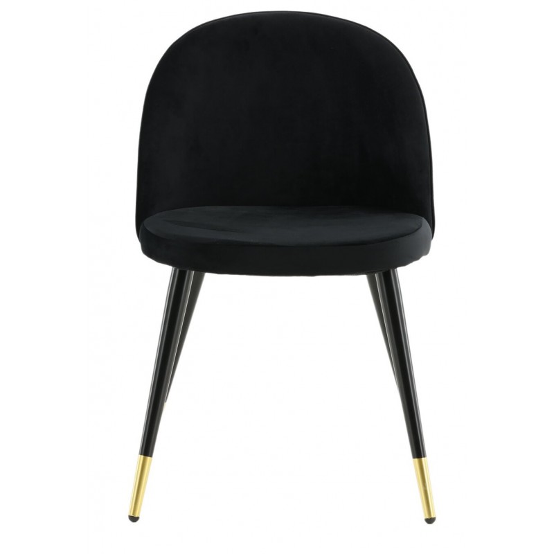 Velvet  Spisebordsstol  - Sort velour og Messing billede