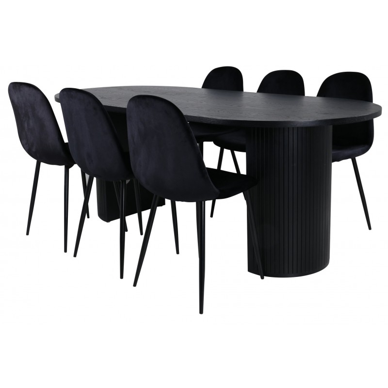 Bianca Oval Spisebordssæt 200 cm - Sort