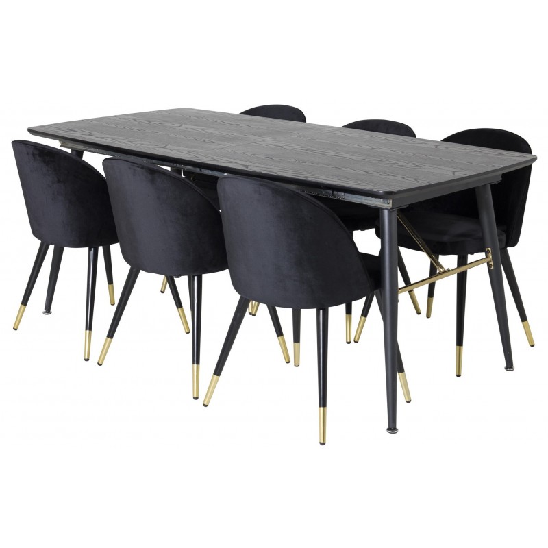 Guld t Spisebordssæt  - Sort og Messing